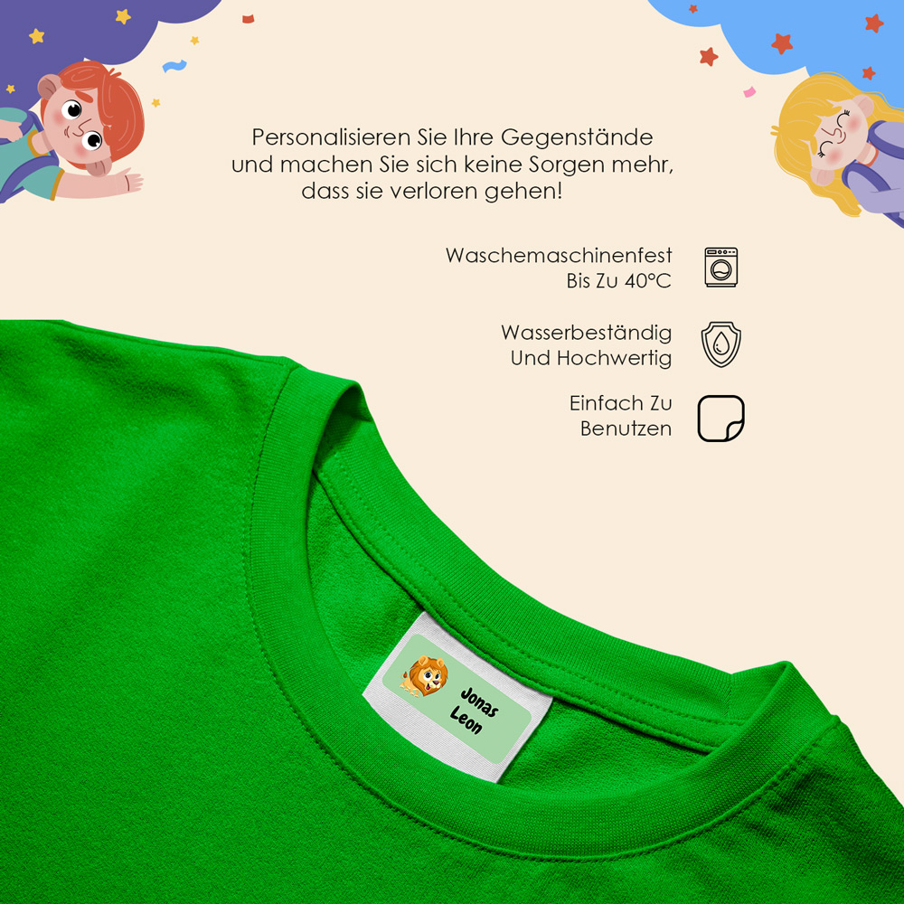 GoodMarkt® 97 Namensschilder für Kinder für Schulbedarf, Kleidung und Gegenstände