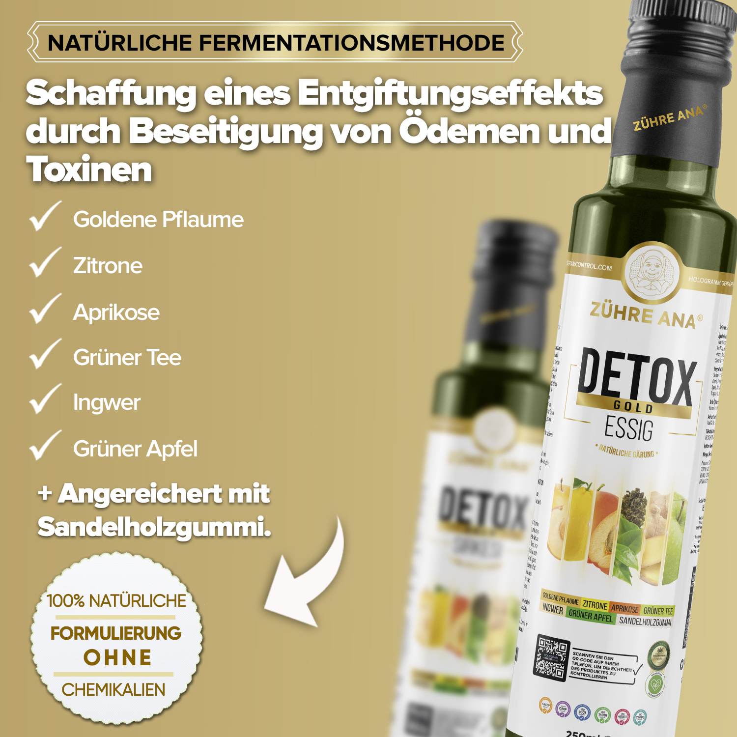 Zühre Ana Detox Golden Vinegar – Natürlicher fermentierter Essig zur Gewichtskontrolle - Görsel 3