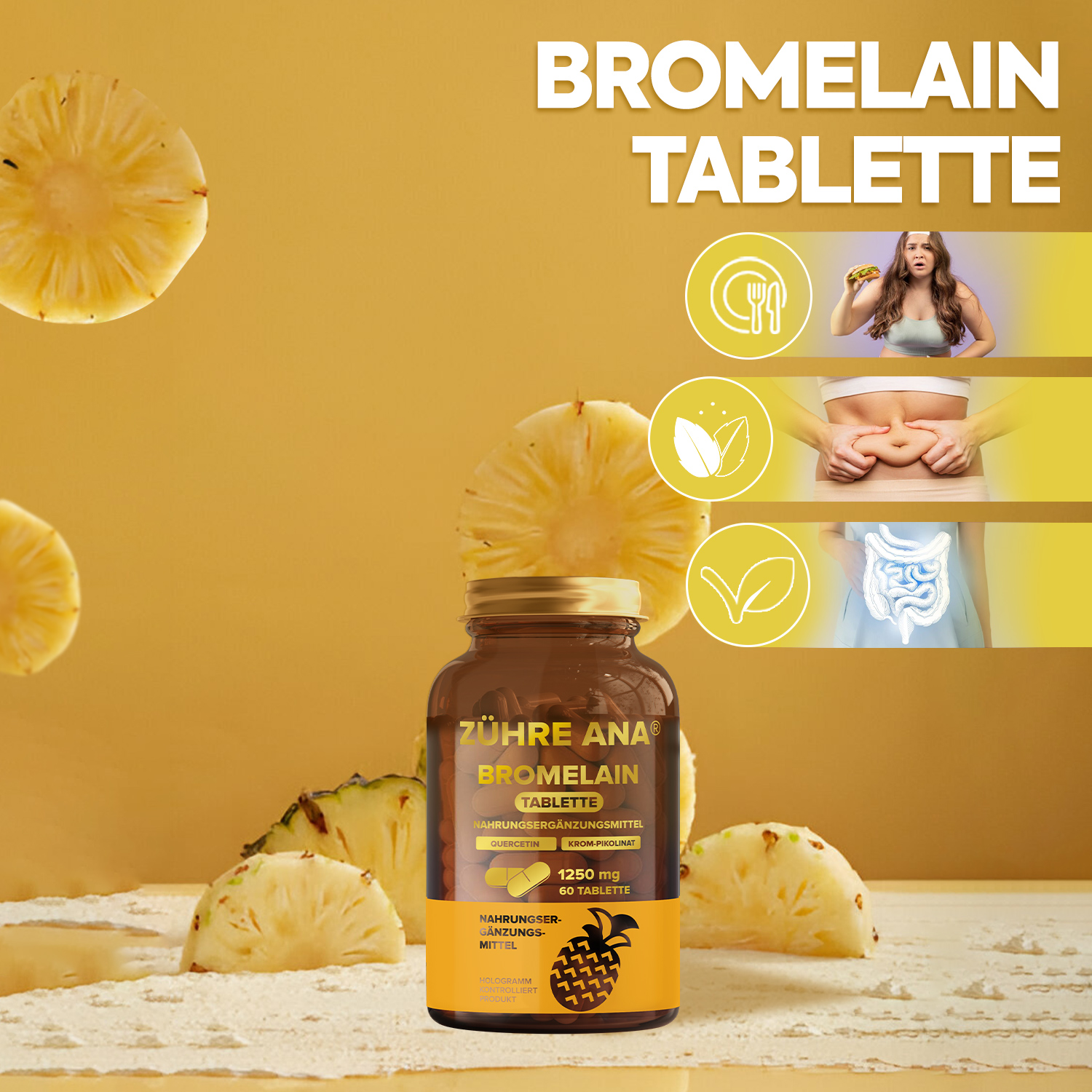 Zühre Ana Bromelain-Kapseln – 1250 mg, 60 Kapseln natürlicher Ananasextrakt - Görsel 5