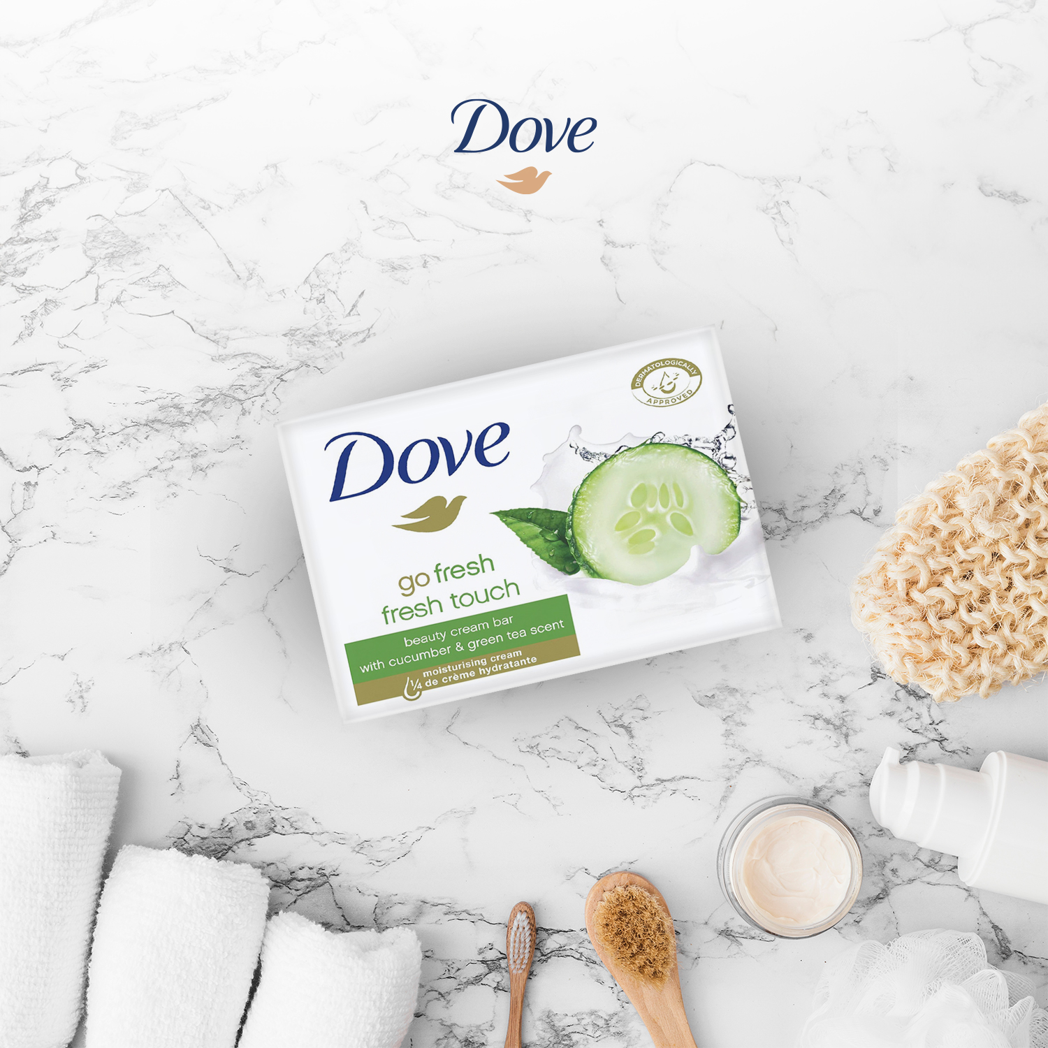 Dove Fresh Touch Seifenriegel, Gurken- und Grüntee-Duft