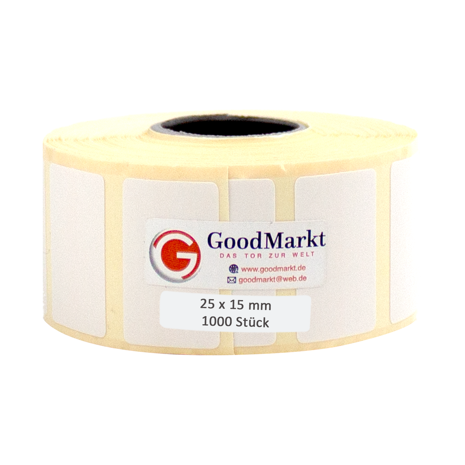 GoodMarkt Thermodirekt Etiketten selbstklebend | 25x15 mm 1 Rolle, weiß, 1000 Etiketten
