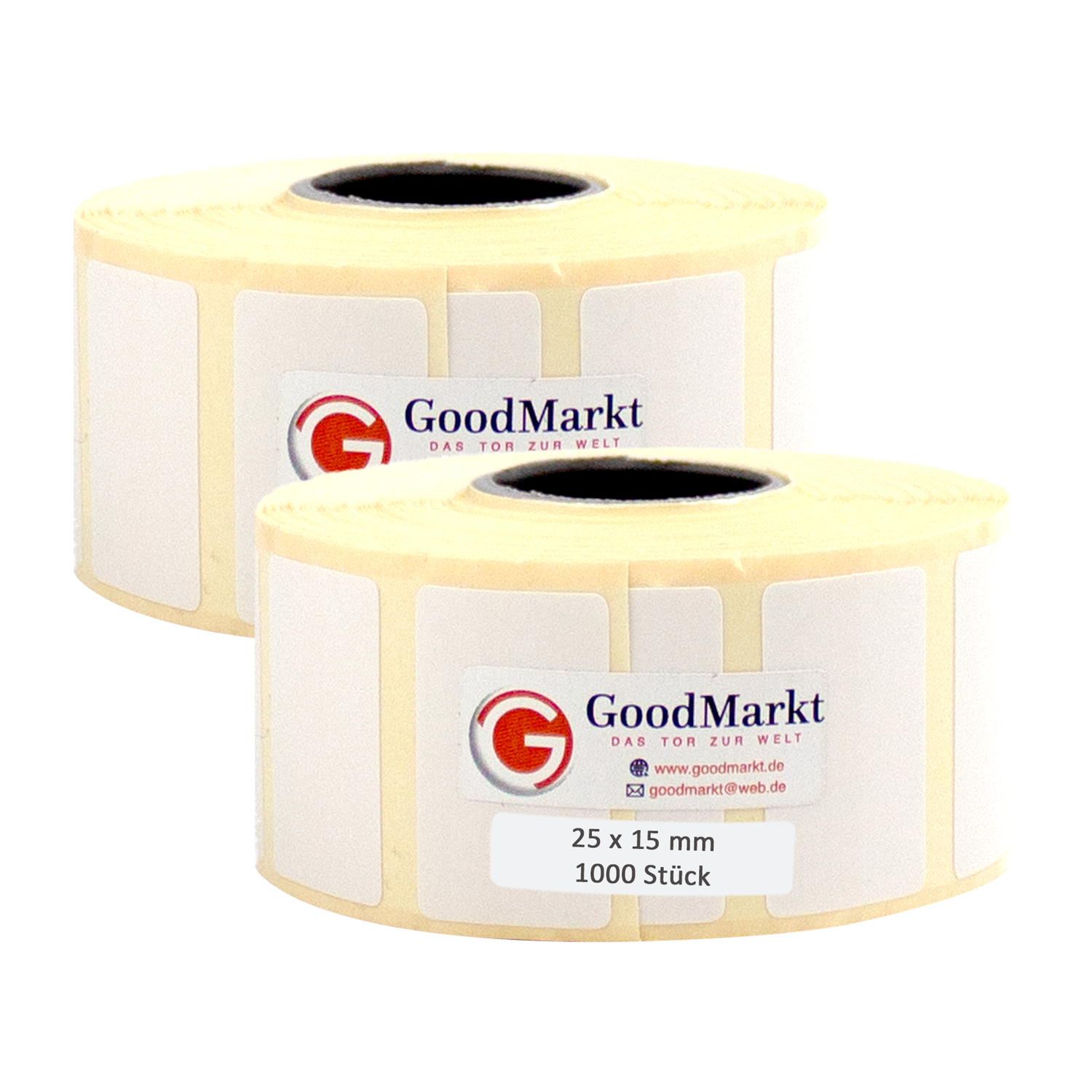 GoodMarkt Thermodirekt Etiketten selbstklebend | 25x15 mm 1 Rolle, weiß, 1000 Etiketten - Görsel 2