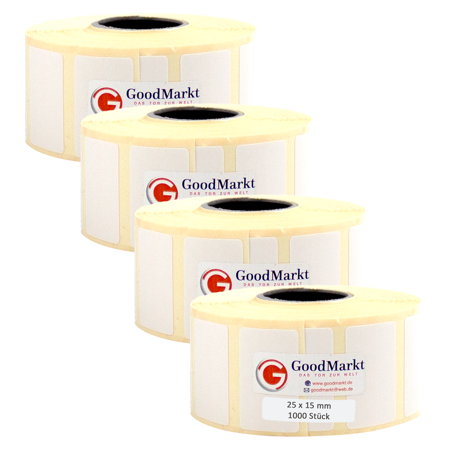 GoodMarkt Thermodirekt Etiketten selbstklebend | 25x15 mm 1 Rolle, weiß, 1000 Etiketten - Görsel 3