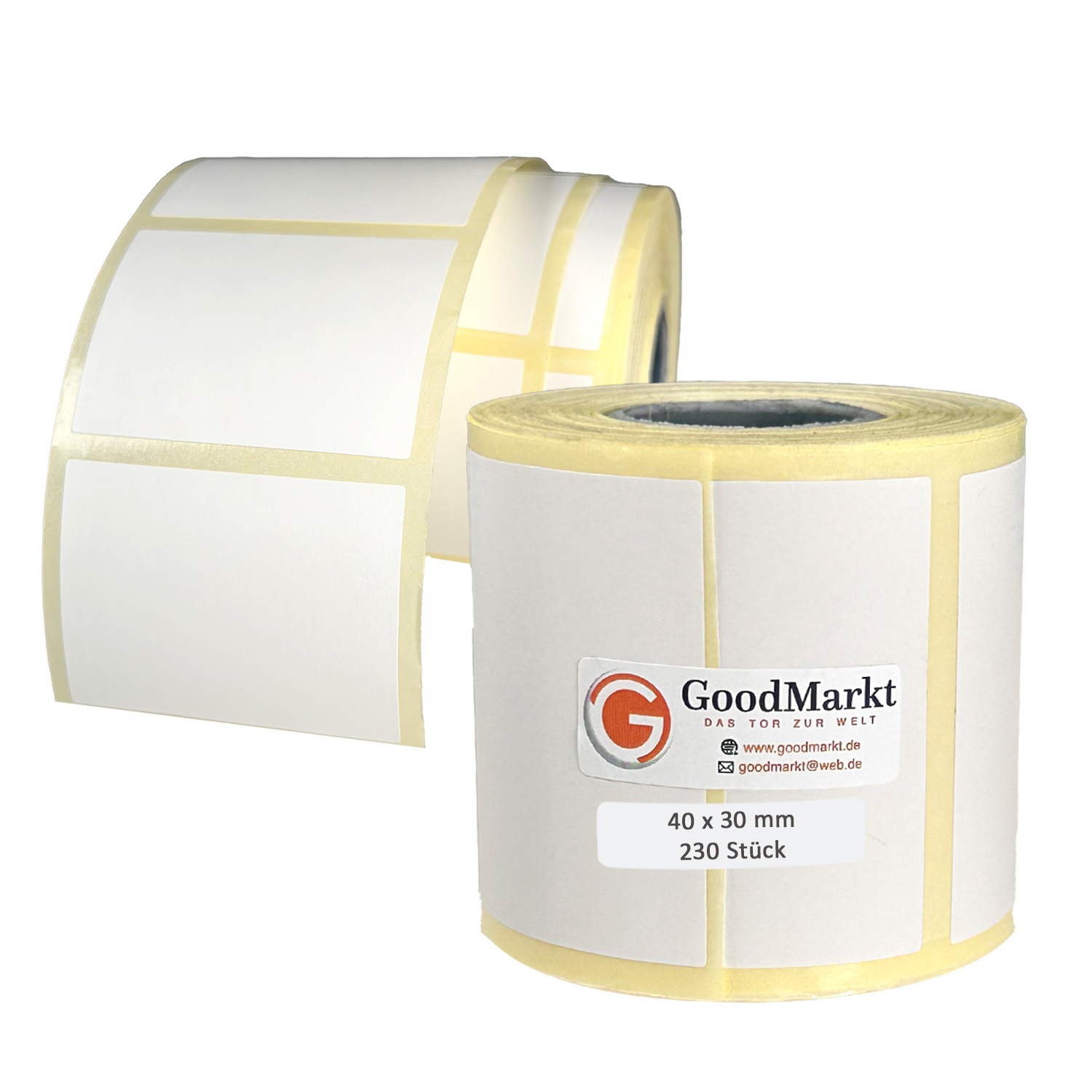 GoodMarkt Thermodirekt Etiketten selbstklebend | 40x30 mm 1 Rolle, weiß, 230 Etiketten