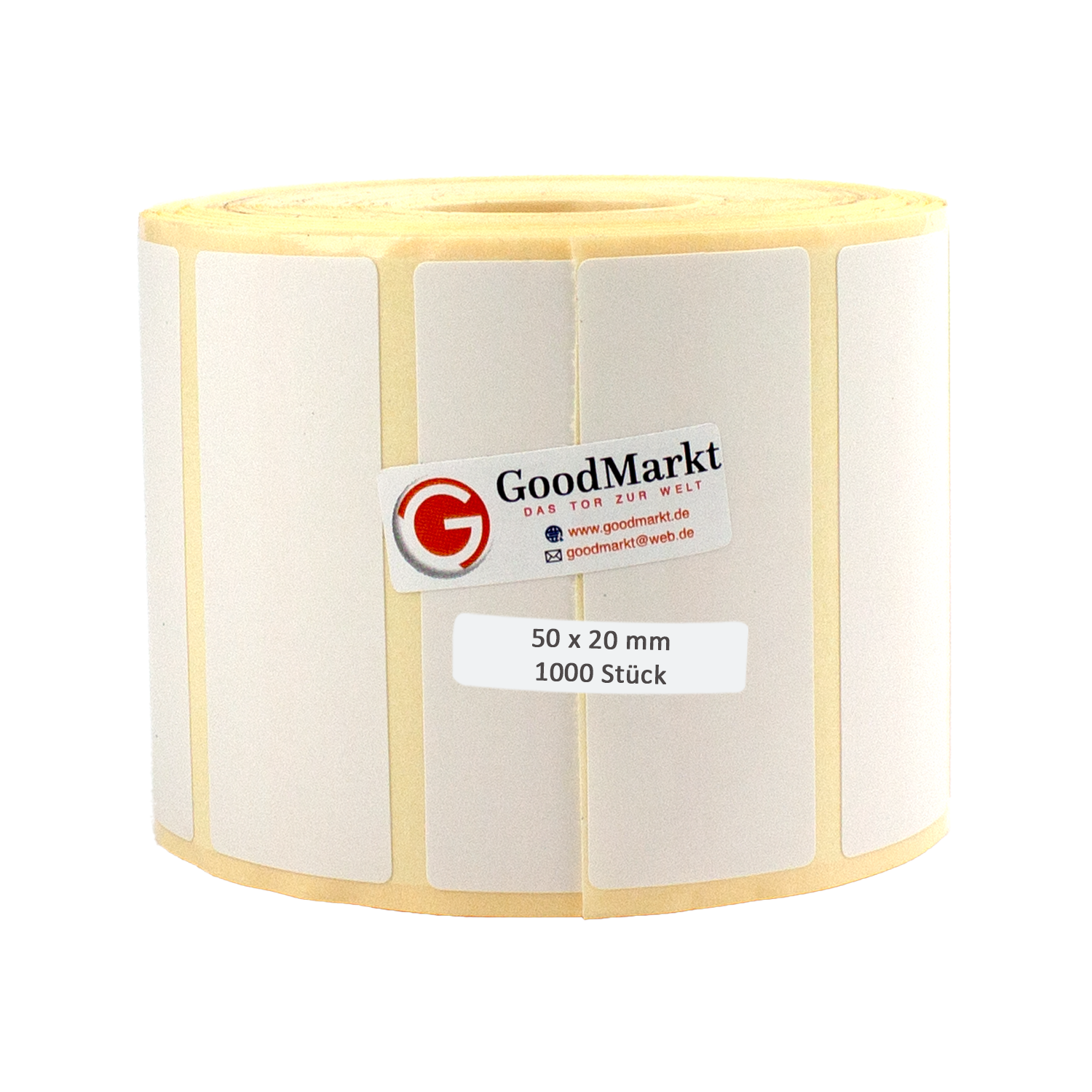 GoodMarkt Thermodirekt Etiketten selbstklebend | 50x20 mm 1 Rolle, weiß, 1000 Etiketten