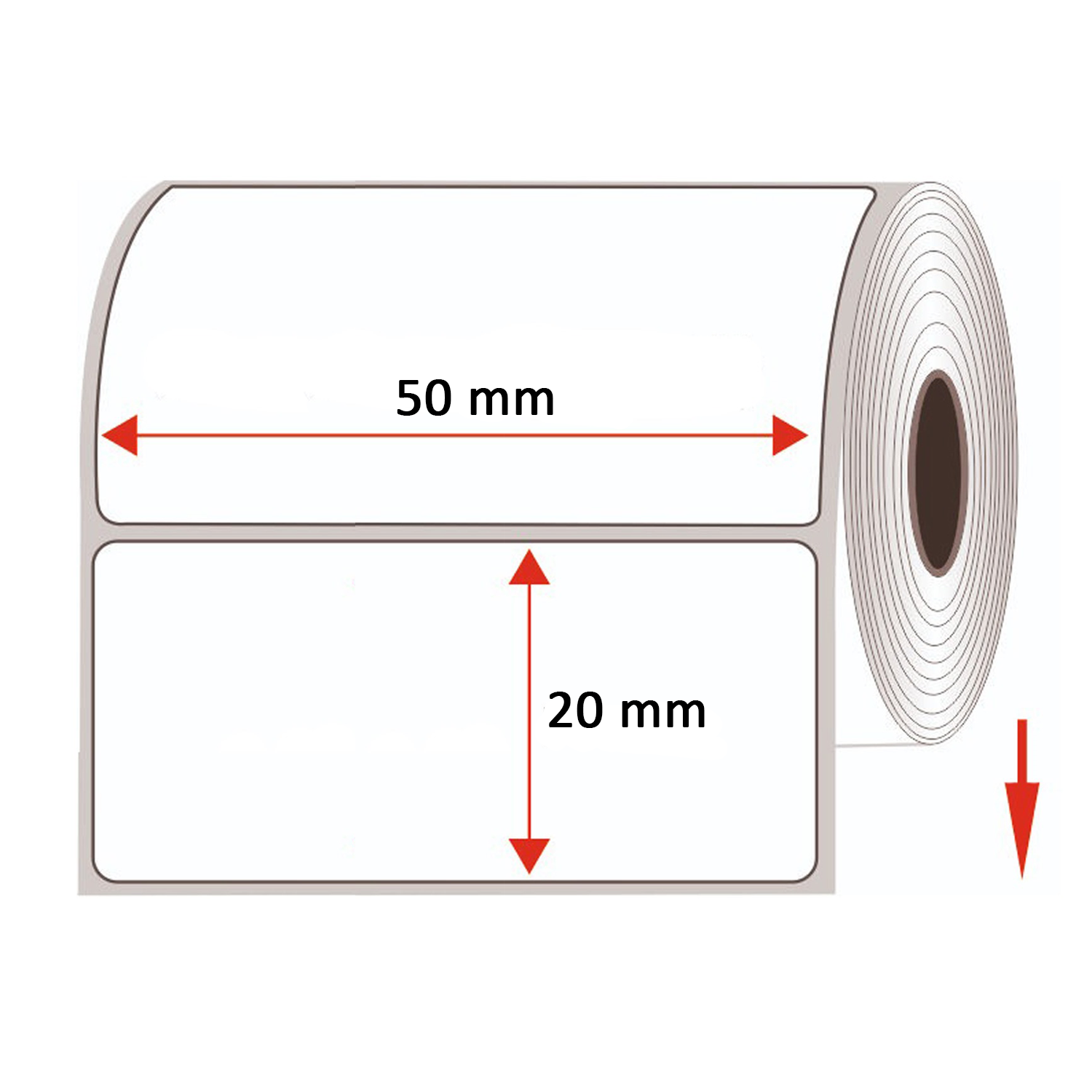 GoodMarkt Thermodirekt Etiketten selbstklebend | 50x20 mm 1 Rolle, weiß, 1000 Etiketten - Görsel 4