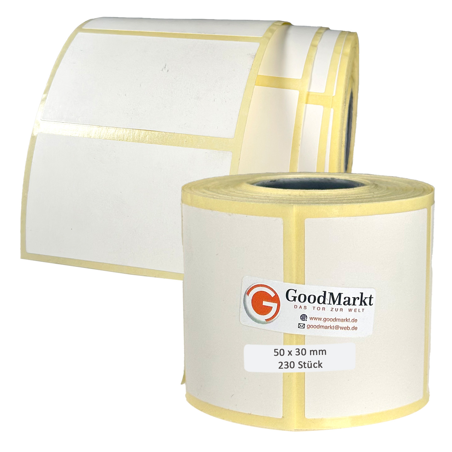 GoodMarkt Thermodirekt Etiketten selbstklebend | 50x30 mm 1 Rolle, weiß, 230 Etiketten