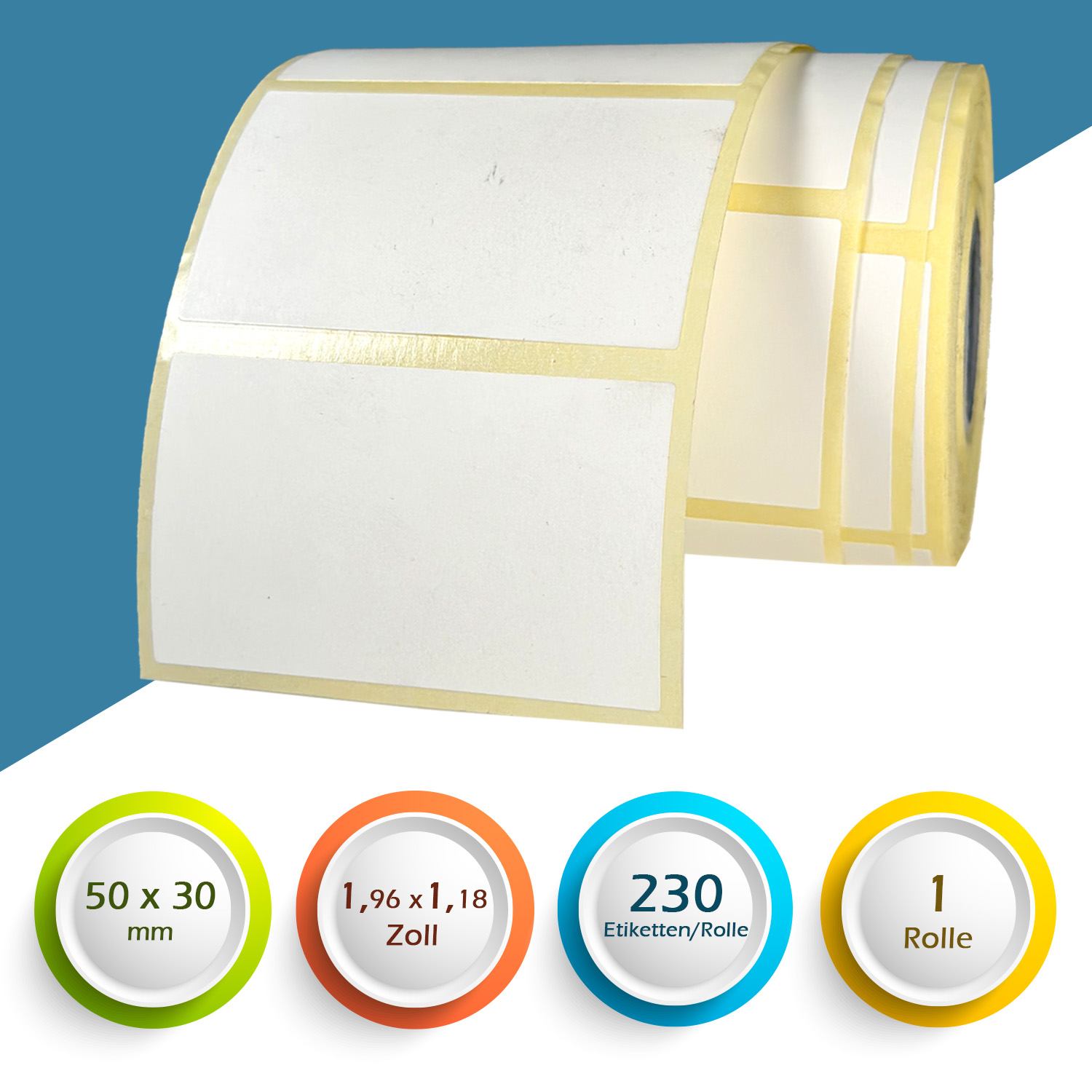 GoodMarkt Thermodirekt Etiketten selbstklebend | 50x30 mm 1 Rolle, weiß, 230 Etiketten - Görsel 6