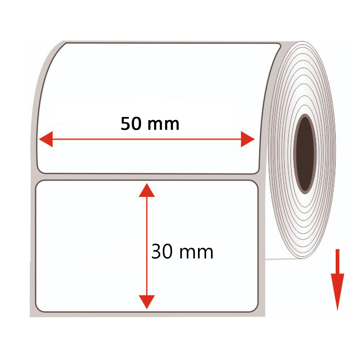 GoodMarkt Thermodirekt Etiketten selbstklebend | 50x30 mm 1 Rolle, weiß, 230 Etiketten - Görsel 2
