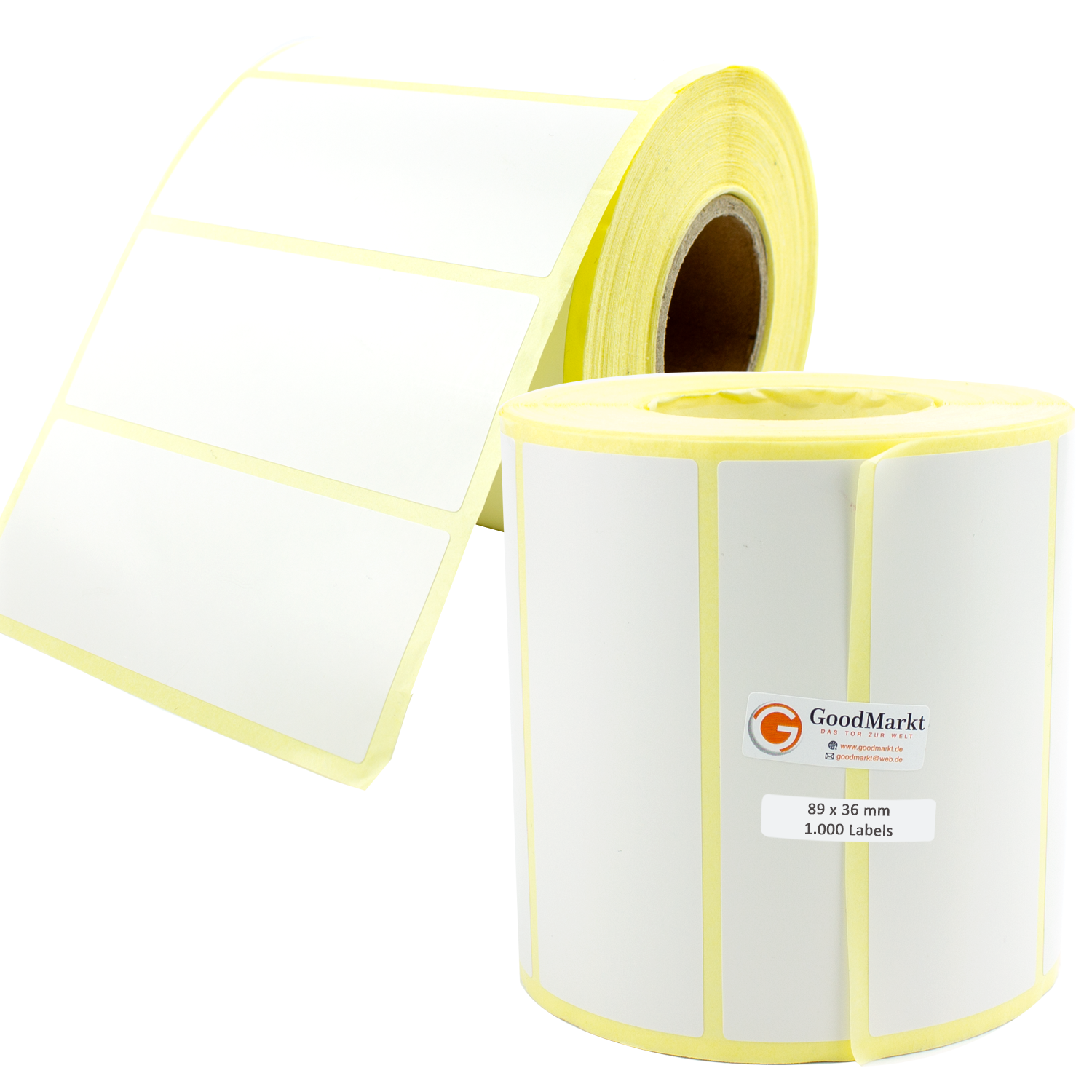 GoodMarkt Thermodirekt Etiketten selbstklebend | 89x36 mm 1 Rolle, weiß, 1000 Etiketten