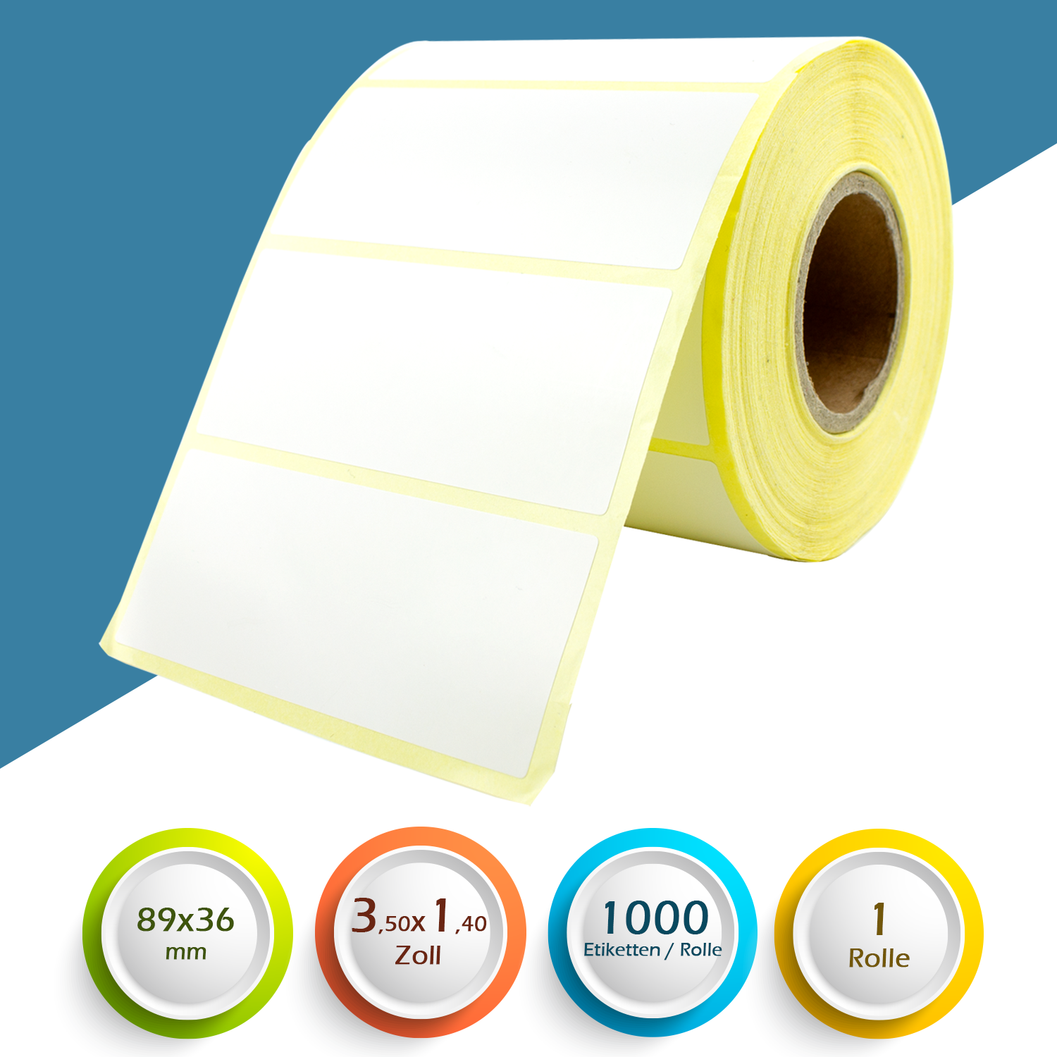 GoodMarkt Thermodirekt Etiketten selbstklebend | 89x36 mm 1 Rolle, weiß, 1000 Etiketten - Görsel 2