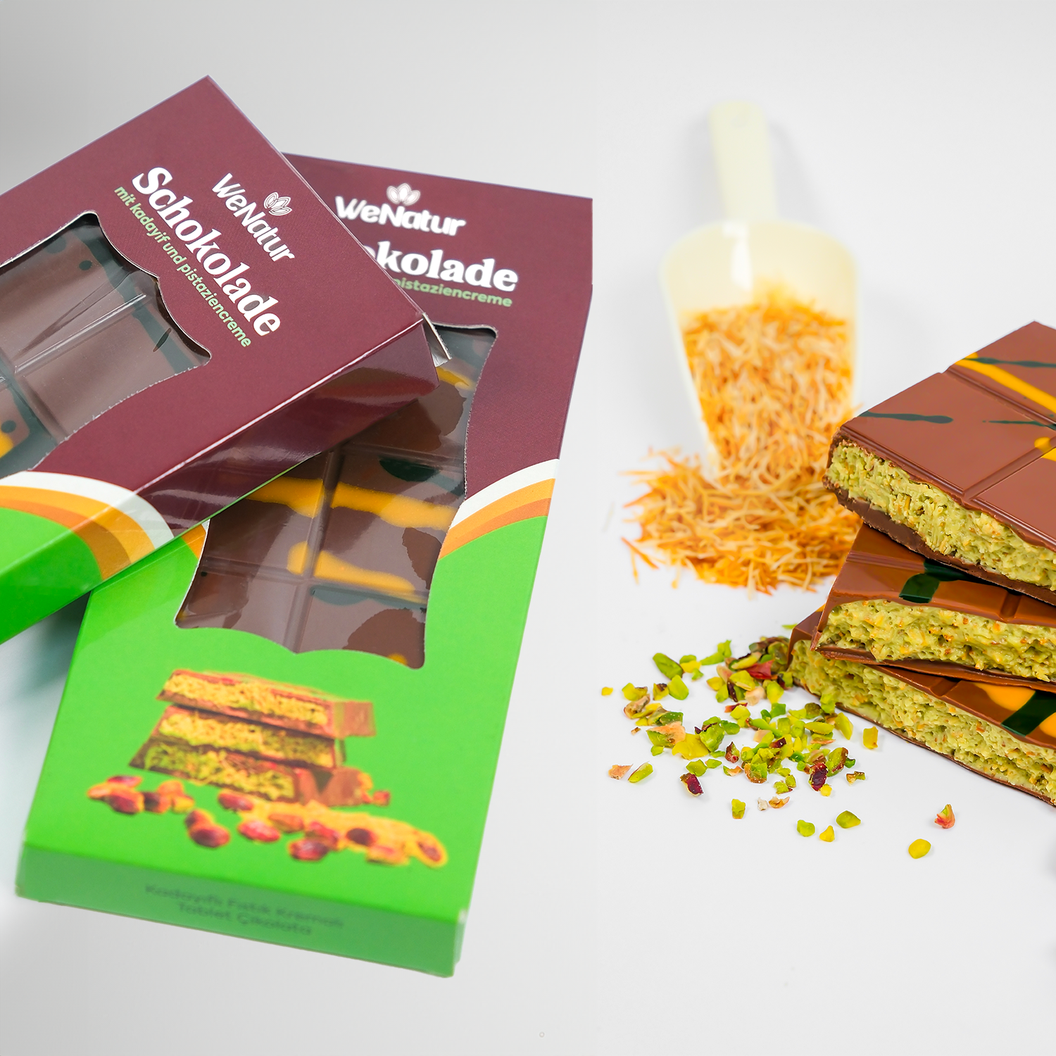 WeNatur dubai schokolade pistazie - 200g pistaziencreme dubai schokolade - Görsel 7