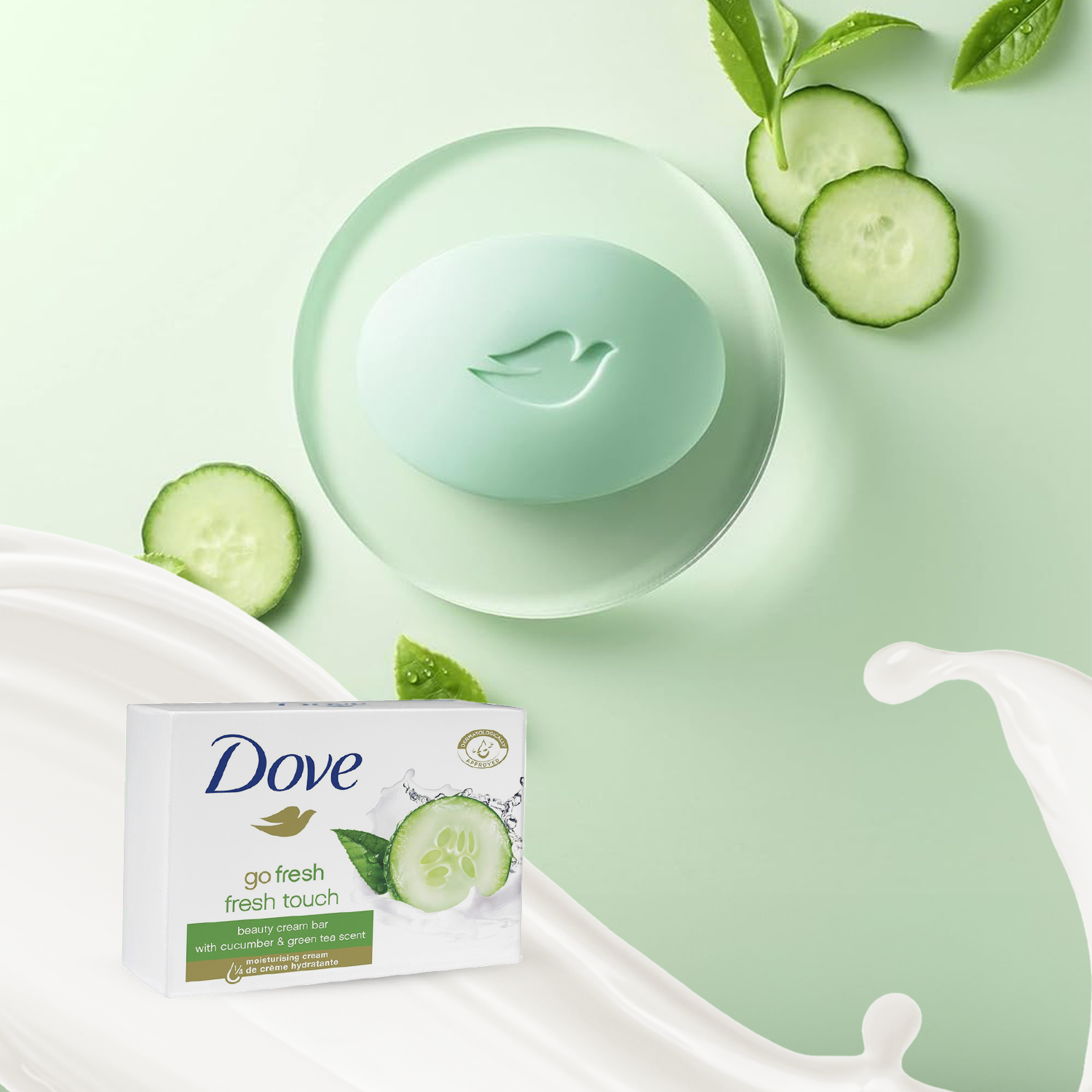 Dove Fresh Touch Seifenriegel, Gurken- und Grüntee-Duft - Görsel 2