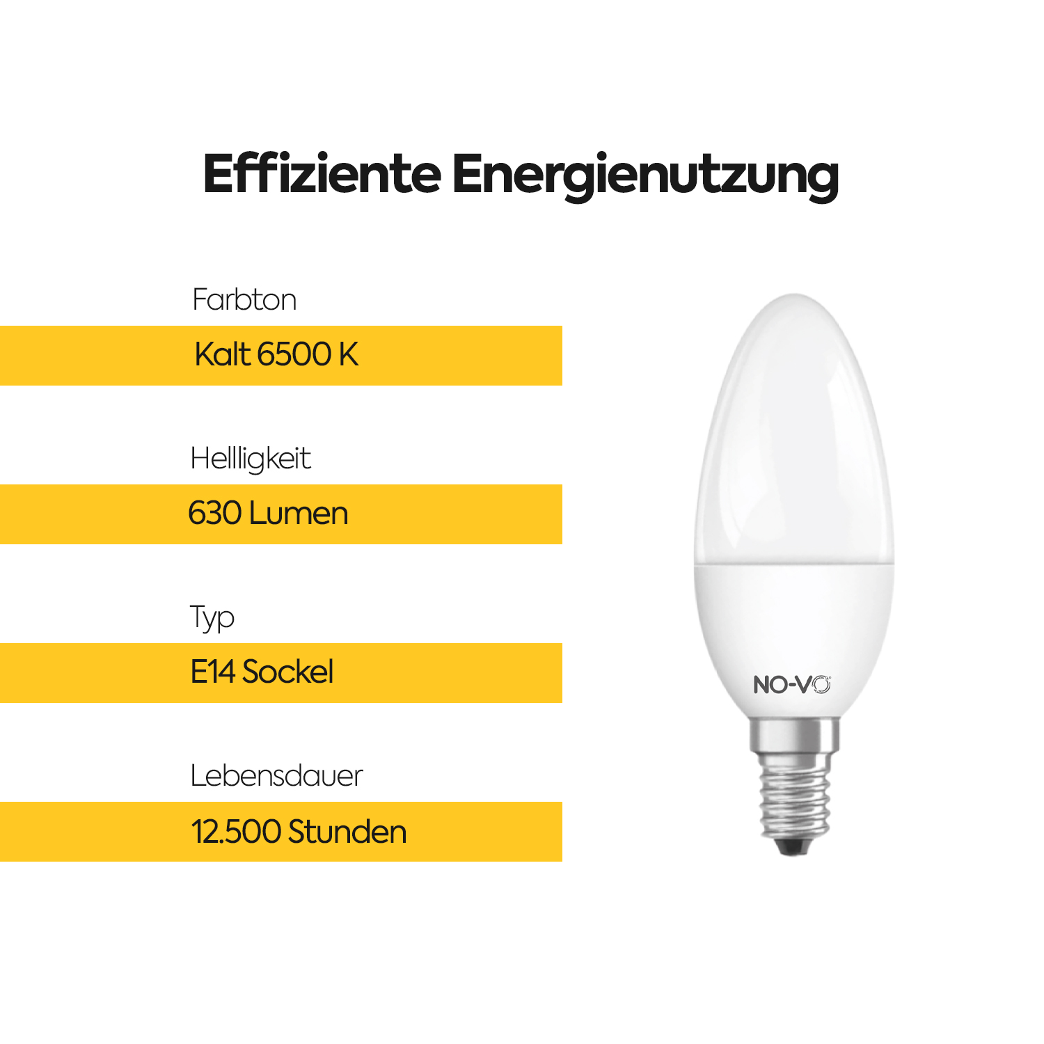 LED-Lampen E14- Kerzenform, kaltweiß (6500K), 630 Lumen, 7W = 40 - Görsel 7