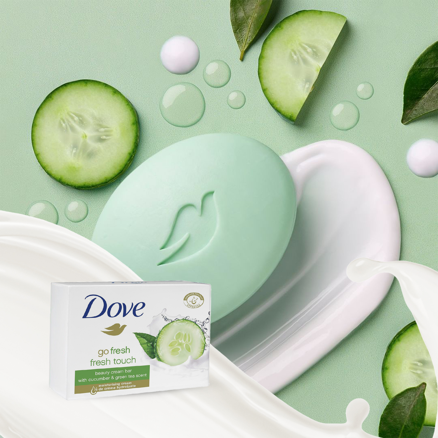 Dove Fresh Touch Seifenriegel, Gurken- und Grüntee-Duft - Görsel 3