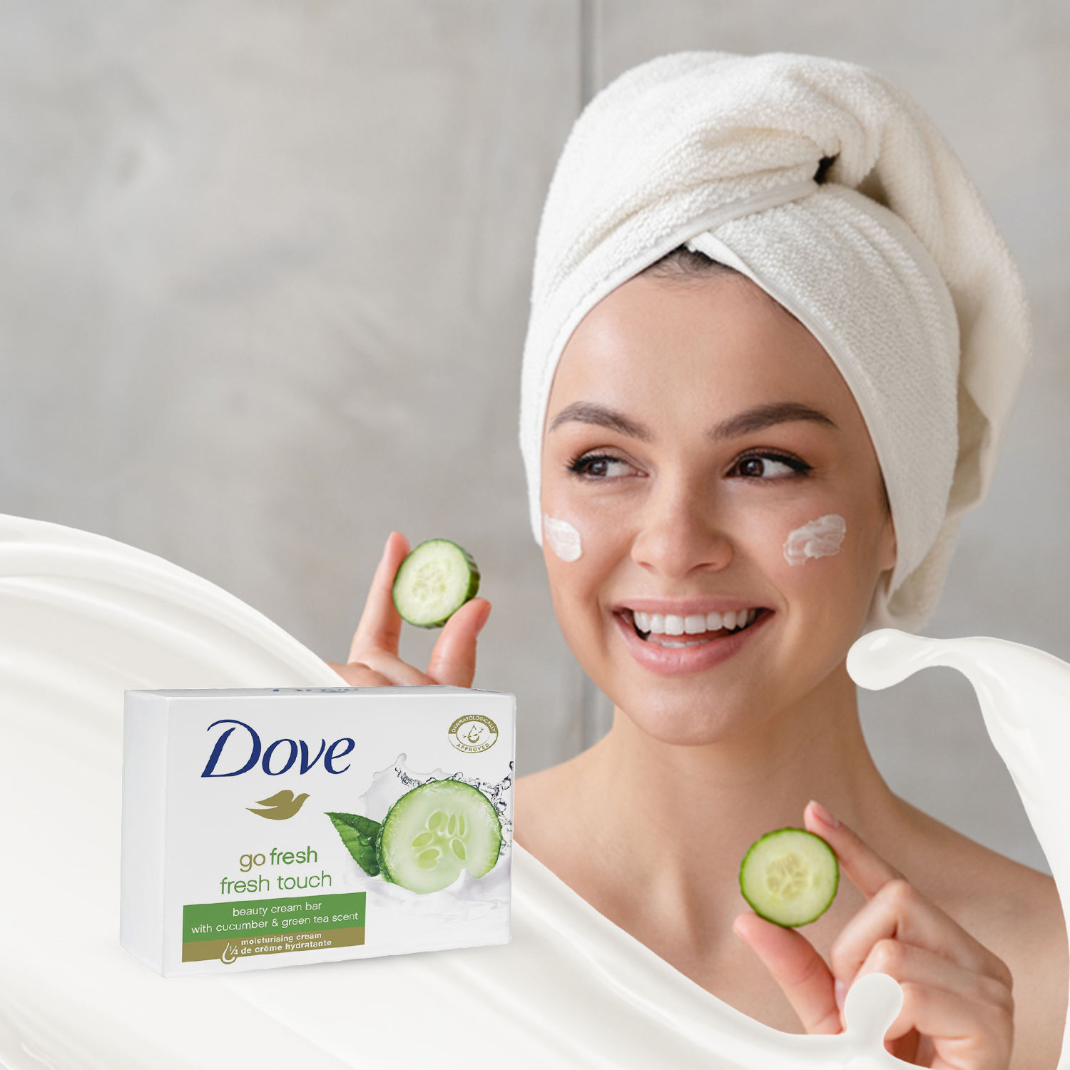 Dove Fresh Touch Seifenriegel, Gurken- und Grüntee-Duft - Görsel 7