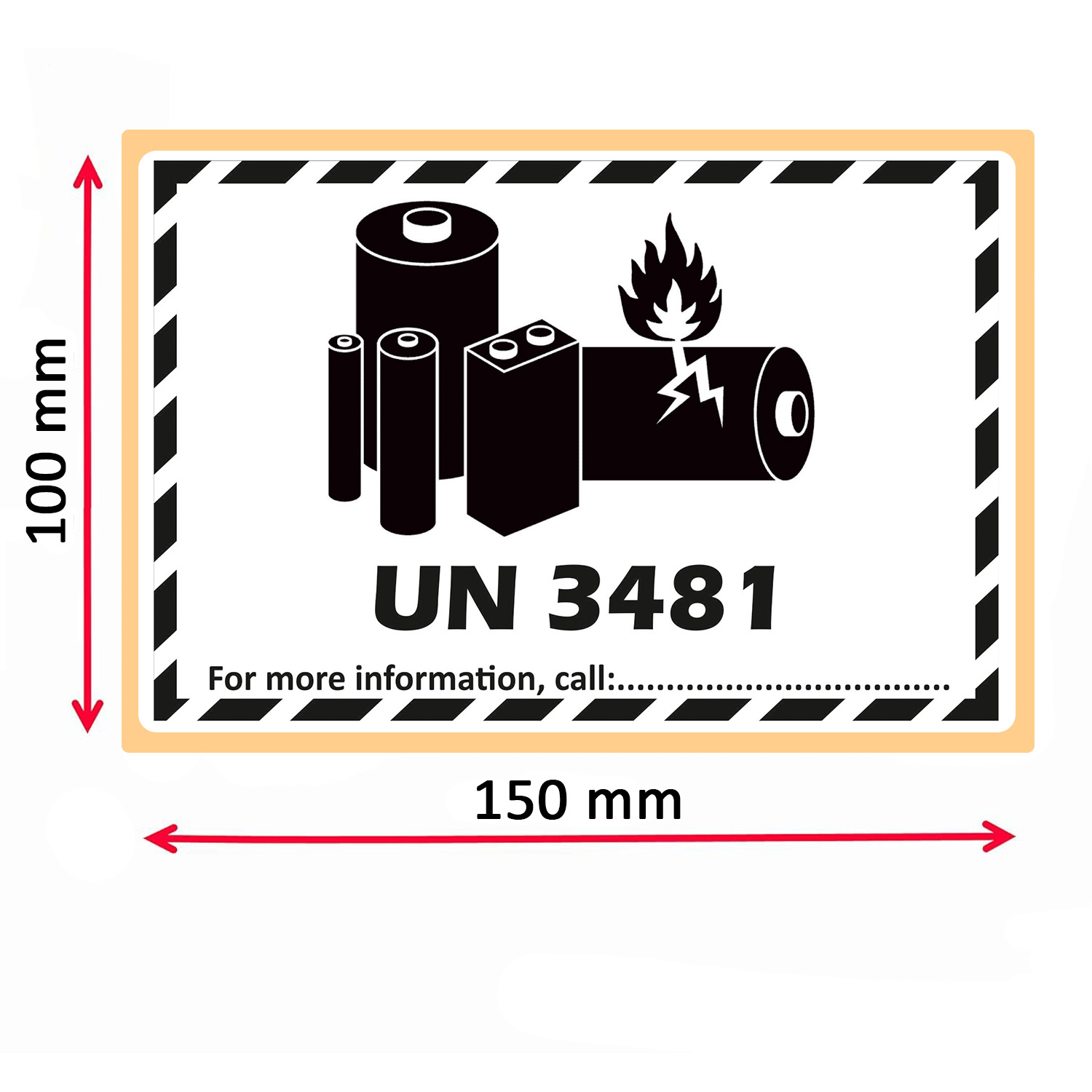 GoodMarkt Transportetiketten, Gefahrgutetiketten UN 3481 selbstklebend 150x100 mm, 50 Etiketten/Rolle - Görsel 3