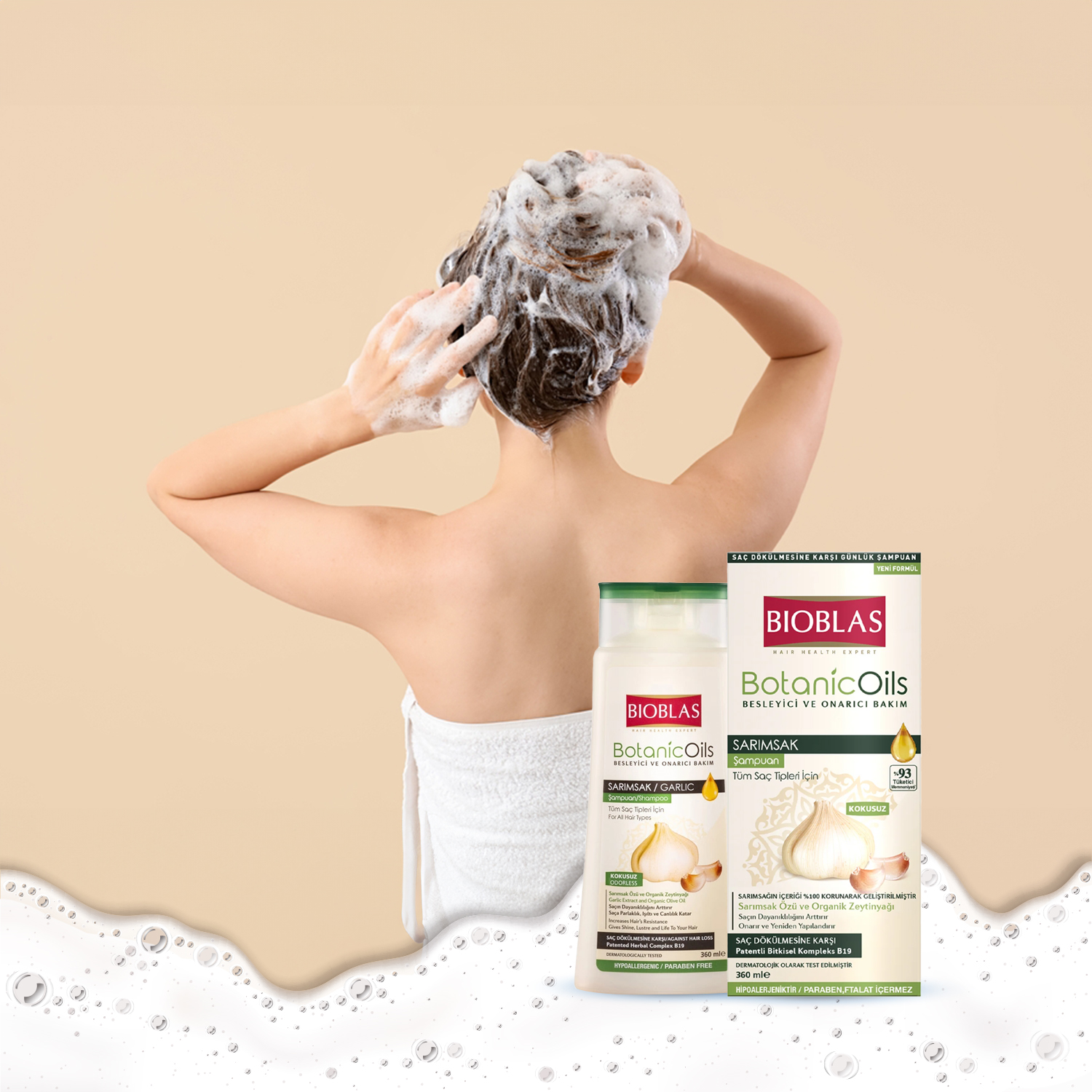 Bioblas Knoblauch Shampoo 360ml Geruchlos Haarausfall Frauen Männer - Görsel 2
