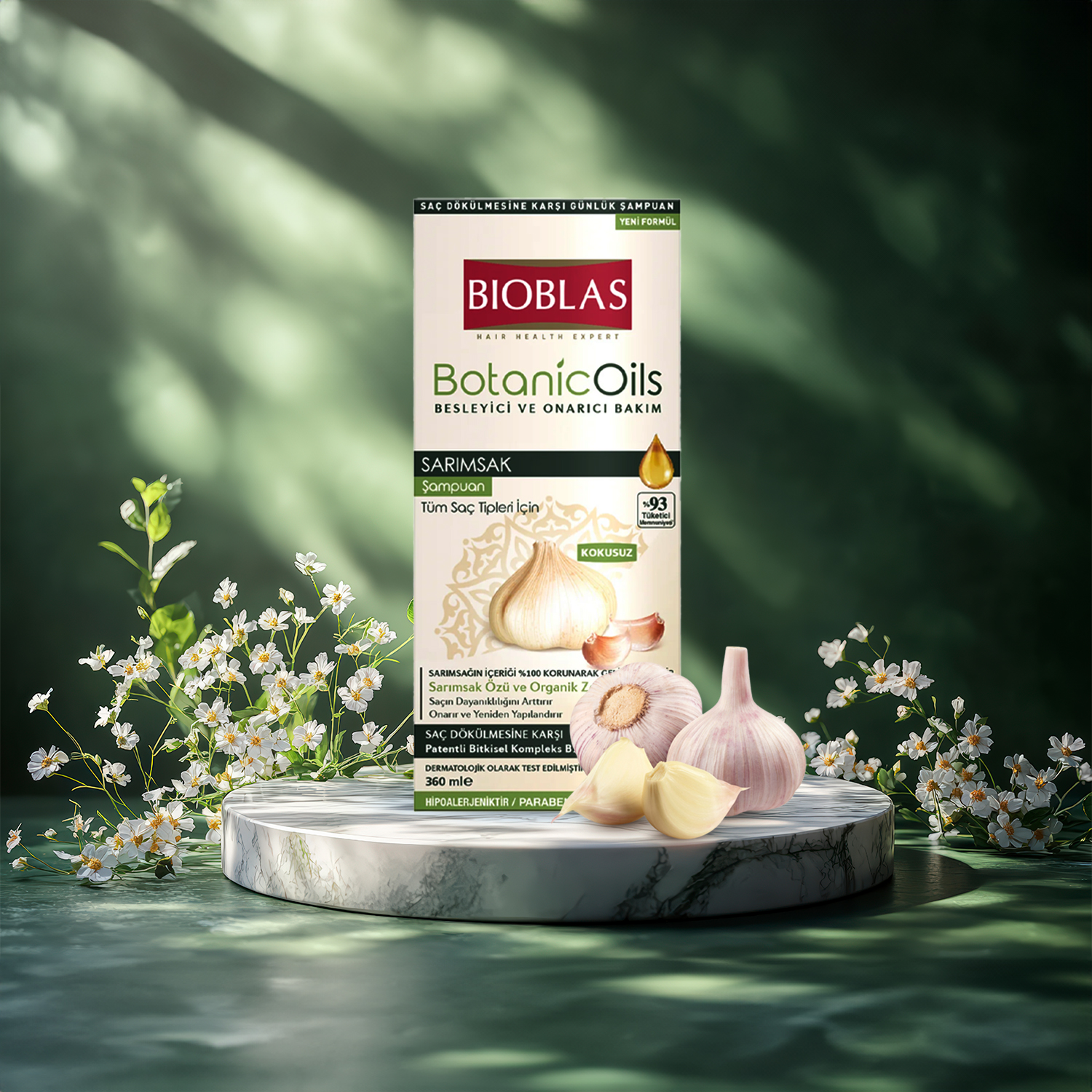 Bioblas Knoblauch Shampoo 360ml Geruchlos Haarausfall Frauen Männer - Görsel 6