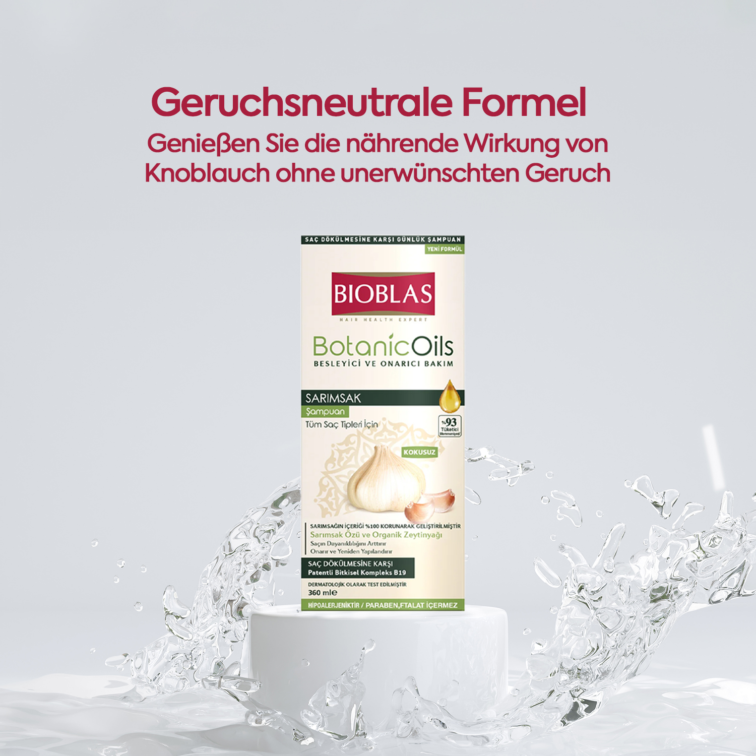 Bioblas Knoblauch Shampoo 360ml Geruchlos Haarausfall Frauen Männer - Görsel 8